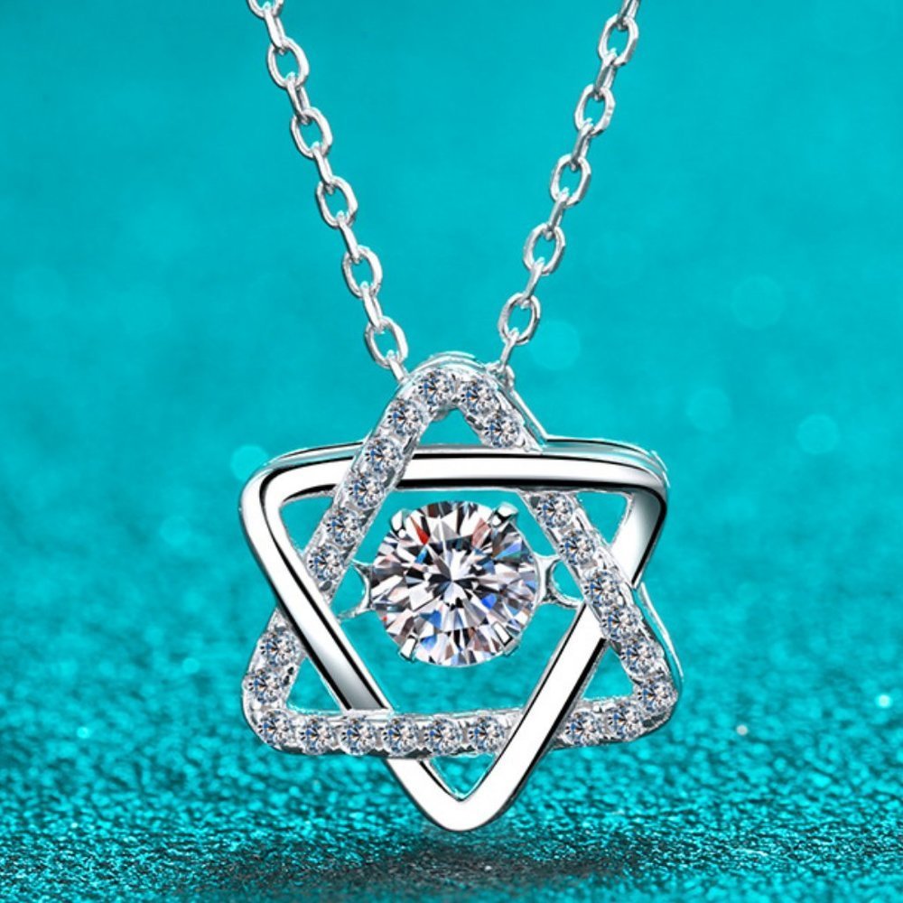 Certified 1/2ct. t.w. Diamond Moissanite Dancing Star Necklace NEW